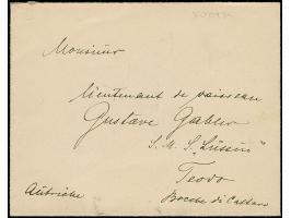 1902, Prince Nikola I. 1 h. ultramarine, block of 8 and horizontal pair each tied by Austria ship mark “SELENE IE LLOYD 21.2.