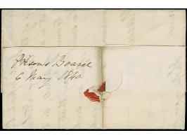 1840, "CASTLEDOUGLAS MY 6 1840", boxed handstamp in red on front of entire prepaid letter to Kirkcudbright, with manuscript “