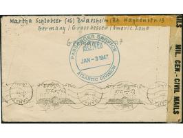 1946, Ziffer 75 Pfg. mit Stempel “RÜDESHEIM 27.11.46” auf Brief mit Zensurstempel an den PAN American World Airways System in