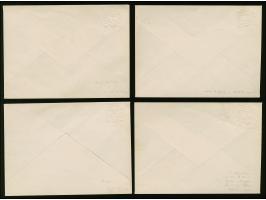 3 Ngr.-Essay-Umschläge der Fa. Bartsch &amp;amp; Dankert in Leipzig in den Farben rotviolett, blaugrau, hellgrün und gelb, di