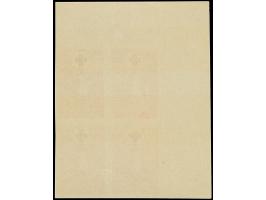 1931, Red Cross 5 senti, imperforated proof, block of four from the upper left sheet corner, mint never hinged, fine (Hurt/Oj