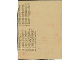 1921, 25 fen red, block of 25 printed on brownish paper, containing a list of employees and directors of presumably a railway