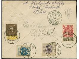 1921, Referendum fund for Upper Silesia 2 marka on 25 fen, block of four, with additional franking, tied by cds. “WILNO 21 5 