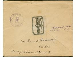 1921, Polish generals 20 marka imperforated, vertical pair, tied by cds. “WILNO 22 7 21” to registered cover to California, U