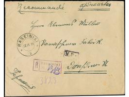 1919, Third Kaunas Issue 10 skatiku, horizontal pair, together with Fourth Berlin Issue 10 skatiku block of six, horizontal p