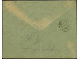 1919, Second Kaunas Issue 40 skatiku, horizontal pair, together with Fourth Berlin Issue 20 skatiku blue, tied by cds. “KAUNA