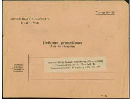 1926, War orphans + 2 on 5 centu green, horizontal pair together with Basanavicius 15 centu, tied by cds. "SILUTE -8.IV.27" t