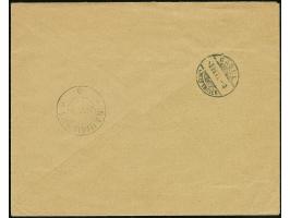 SAKIAI: 1919, First Berlin Issue 10 skatiku carmine on blue-gray, two singles, with additional franking, tied by straight-lin