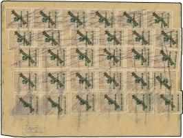 1923, Schlangenaufdruck 2 Mrd. M., 40 Stück in Einheiten und Einzelmarken vorder- und rückseitig als tarifgerechte Mehrfachfr