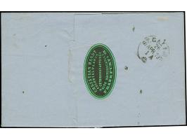 7 Kr. grauultramarin mit klarem Prägefehler “Prägeausfall bei der 5. Schwinge rechts vom Schild” (Feld 25), mit klarem Rahmen