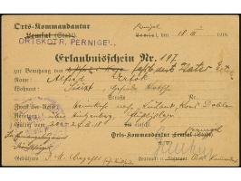 ERLAUBNISSCHEIN: Pernigel, 1918, russische Ganzsachenkarte 3 K. mit handschriftlichem Zusatz "Nachtausweis" sowie gedruckten 