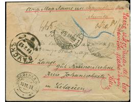 1916, Germania 5, 15 und 20 Pfennig mit Stempel "BAUSK 26.10.18" auf R-Brief nach Russland mit vorderseitiger Zensur über "MO