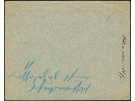 Germania 20 Pfennig blau, senkrechtes Paar, mit Stempel “RIGA 23.10.18” auf R-Brief, mit vorder- bzw. rückseitigem L1 “Zurück