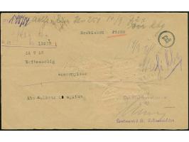 1916, Germania 1 Mark rot mit Zufrankatur mit Stempel “RIGA 14.9.18” rückseitig auf provisorischem Formular für ein Telegramm