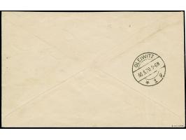 1920, 10 Pfennig auf 20 Pfennig dunkelgraublau, ungezähnt, zusammen mit Zufrankatur mit Stempel “OPPELN 30.3.20” auf R-Brief 