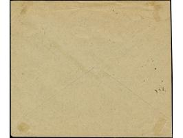 1919, 2 kopek green, perforated, block of four and single together with 5 kopek brown, tied by cds. “TALLINN 7-5 19” to addre