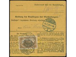 1920, Aufdruckausgabe im Hochoval 1,50 Mark dunkelorangebraun, waagerechtes Paar und Einzelwert, vorder- bzw. rückseitig mit 