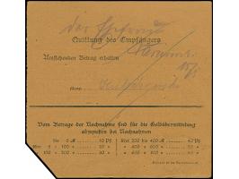 1920, Aufdruckausgabe im Hochoval 50 Pfennig, zwei Einzelwerte, sauber mit Stempel “MILKEN 14.5.20” auf Orts-Postanweisung üb