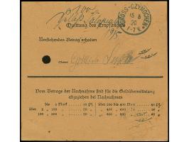 1920, Aufdruckausgabe 50 Pfennig, zwei Einzelwerte, sauber mit Stempel “MARGGRABOWA 15.5.20” auf Postanweisung über “234 Mark