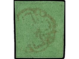 1848, 5 C. auf dunkelgrün, schöne tiefe Farbe, links unten in der Ecke minimalst tangiert, sonst allseits breitrandig, sauber