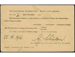 1916, “F.P.O. No. 306 18.DE.16” klar auf Kaiseryacht 4 H. mit Wasserzeichen auf Vordruckkarte eines Internierten mit rückseit