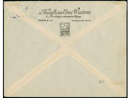 Incoming Mail: 1914, Germania 10 Pfg. mit Firmenlochung “K.d.W” (= Kaufhaus des Westen) und Stempel “BERLIN W50 31.7.14” auf 