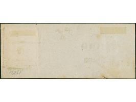 2 Sch. rot , farbfrisch und allseits breitrandig, mit sauber aufgesetztem schwarzblauen Strichstempel und nebengesetztem Schm