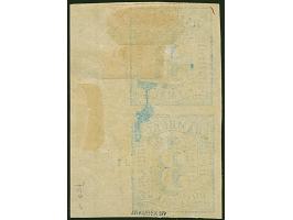 3 Sch. preußischblau im senkrechten Paar, allseits breitrandig, rechts mit breitem Bogenrand mit Reihenzählern “10” und “11”,