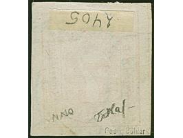 7 Sch. orange, farbfrisch und breitrandig, Entwertet durch blauen DKr. des Hamburger Stadtpostamtes. Eine sehr seltene Späten