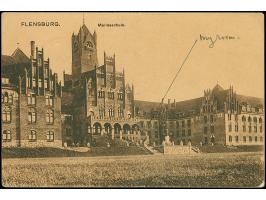 FELDPOST: 1920, Ansichtskarte “Flensburg Marineschule” mit Absenderangabe “Schleswig Plebiscite Zone”, datiert 22.2.20, nach 