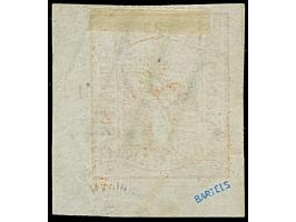 7 Sch. orange, farbfrische und breitrandige rechte untere Bogenecke mit je ca. 5 mm Bogenrändern und rechts Reihenzähler “12”