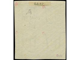 1¼ Sch. grünlichgrau im 4er-Block (Typen 3/4/7/8), farbfrisch und allseits breitrandig, ungebraucht mit Originalgummi. Rechts