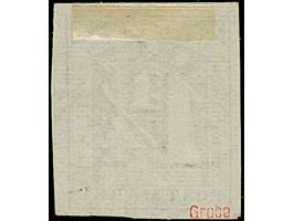 1¼ Sch. stumpfblau, farbfrisch und voll- bis meist breitrandig, sauber entwertet durch apptierten dänischen EKr. Bis auf winz