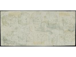 2½ Sch. grün im waagerechten 10er-Block farbfrisch und voll- bis meist breitrandig, jeder Wert einzelnen entwertet durch Nr. 