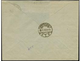 1919, Flower Design 35 penni brown, block of ten, with Baltiski postmaster perforation, tied by cds. “BALTISKI 16 7 19” to re