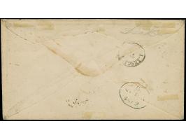 2 Sch. orangerot und 3 Sch. ultramarinblau im waagerechten Paar, mit Duplex-Entwertung durch schwarzen Strichstempel und DKr.