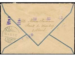 “Iisaku" provisional violet straight-line cancel on Flower Design 15 kopek blue and 35 penni brown, on registered cover with 
