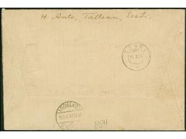 1923, Airmail 10-45 marka, imperforated, together with additional franking, tied by cds. “TALLINN 10 10 23” to registered cov