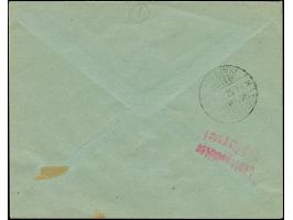 1923, Airmail 20 marka, with postmaster perforation, with additional franking, tied by cds. “BALTISKI 17 V 25” to registered 