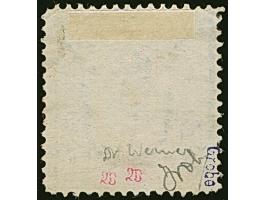 9 Sch. orangegelb, farbfrisch und gut gezähnt, sauber entwertet durch schwarzen Strichstempel. Obenwinzig geschürft, sonst ta