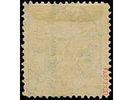 4 Sch. gelbgrün, farbfrisch und gut gezähnt, mit großem Teil des Wasserzeichens 'Turm', sauber entwertet durch blauen Stadtpo