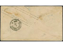 Umschlag 1½ Sch. mit Zufrankatur 1 Sch. braun, mit blauem Strichstempel und nebengesetztem DKr. "HAMBURG ST. P. 5/11 67" nach