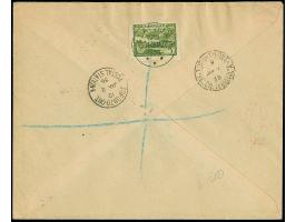 1935, Relief fund 7 santimi, imperforated block of six with additional franking, tied by cds. “LATVIJA 1918. 19 DECEMBRIS 193