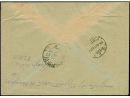1919, 50 kopek violet, horizontal pair, tied by cds. "JELGAWA 18 10 19" to registered cover to Chemnitz, from there forwarded