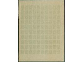 1919, Numerals 10 penni green, imperforated, complete printing sheet of 100 (Counter Sheet A, left side), third vertical row 