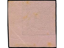 9 Kreuzer auf lilarosa, farbfrisch und allseits voll- bis breitrandige rechte untere Bogenecke, mit 8/9 mm breiten Bogenrände