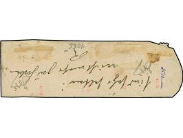 10 Pfg. dunkelrosarot, 4 Einzelwerte, davon einer in verbreitetem Format, mit jeweils klar aufgesetztem "LAMU 5/12 89" auf Le