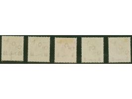 "D.O.A.", Schrägaufdruck in rot auf 2 P.-25 P., Ungummiert. 2 Werte etwas ausgebessert bzw. oben nachgezähnt, sonst einwandfr