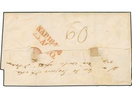 1840, "Stafetta giornaliera", oval handstamp in red, with adjacent "FRANCA N" on letter sheet from Naples to Messina, with re