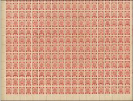 1919, Ear of corn 10 kopek red, perforated, complete sheet on map N18 Szadow, mint never hinged, some minor perf separations,
